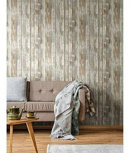 Papel Pintado Autoadhesivo Blanco De Madera Desgastada -