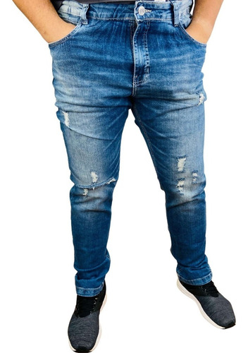 Calça Jeans Masculina Rasgos Frontais Lavagem Rock Soda