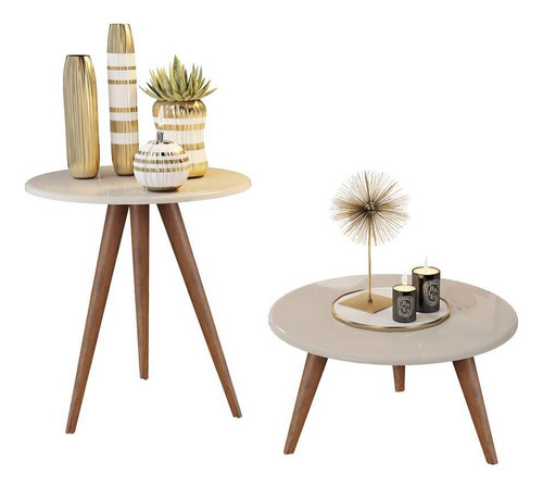 Conjunto Mesa Centro E Mesa Lateral Natalia - Off White