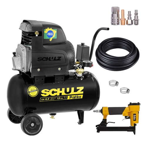 Compressor De Ar Csi6 Schulz 20l + Grampeador Pneu E Acess