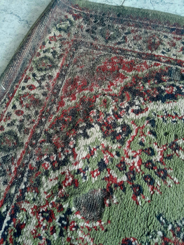 Alfombra Vintage Para Living 1.45 M 98 Cm Geométrico Fondo Verde