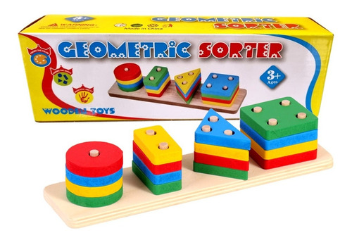 Prancha De Formas Geométricas Em Madeira Brinquedo Educativo