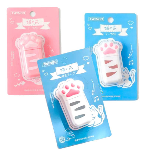 3 Pz Mini Corrector Patita De Gato Huella Kawaii 6 Metros