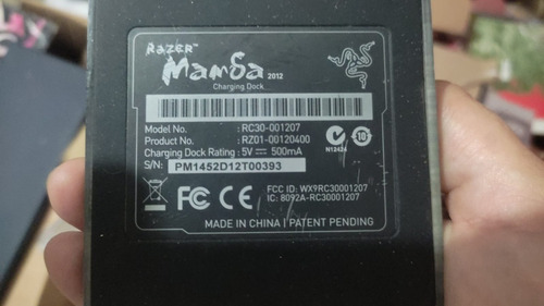 Base De Carga Mouse Mamba 4g 2012 Rc30-001207 Rz01-00120400 (Usado)
