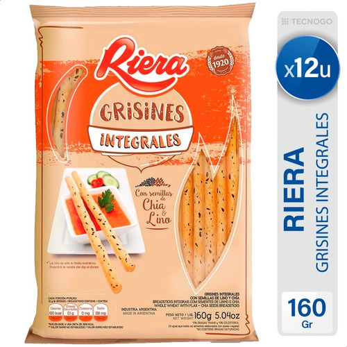 Grisines Riera Integrales Con Semillas Galleta - Pack X12