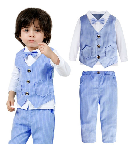 Baby Boy Christening Suit Long Sleeve Gentleman Outfit 4pcs