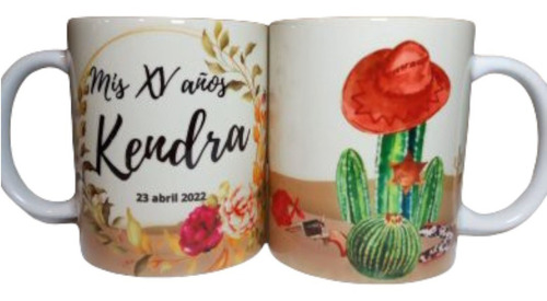 Recuerdos Para  Xv Años 12 Tazas Personalizadas