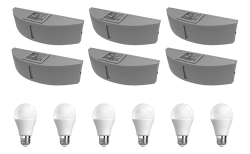 Aplique Exterior Bidireccional Led 12w Día Fría Gris Pack 6