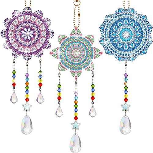 3 Pack Diamond Painting Suncatcher Wind Chime Double Si...