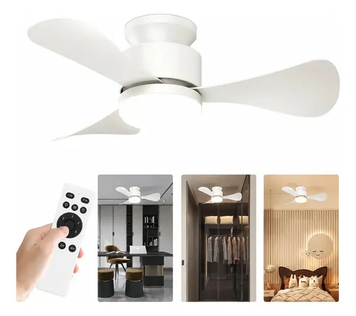 Ventilador de Teto FANSVENTO Branco, 28" Silencioso Com LED e Con...