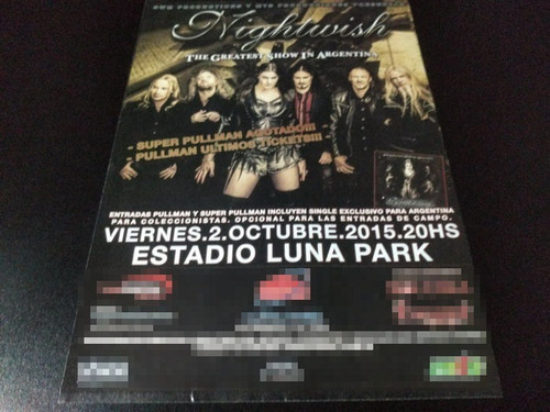 (pd409) Publicidad Clipping Nightwish Luna Park * 2015