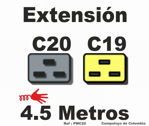 Imagen 1 de 6 de Extensión De Poder C19 C20, 4.5 M Ref: Pwc20 Computoys Sas