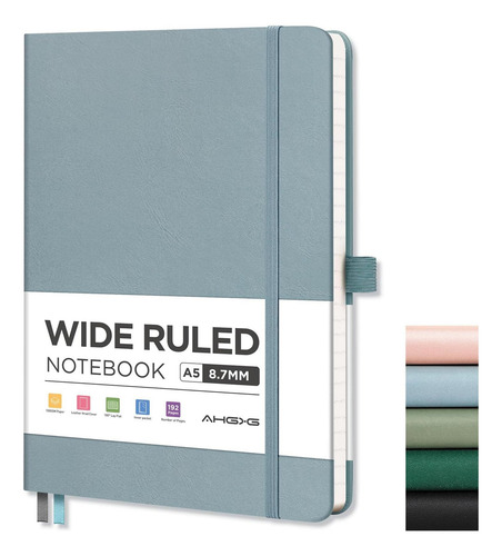 Caderno Ahgxg A5-qhcus-w-gb 192 Folhas Listradas Unidade X 1 21cm X 15cm Cor Azul-petróleo
