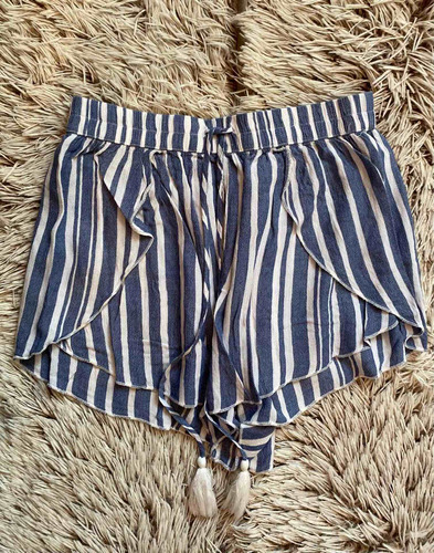 Short Bermuda American Eagle Azul De Rayas Mujer Talla M