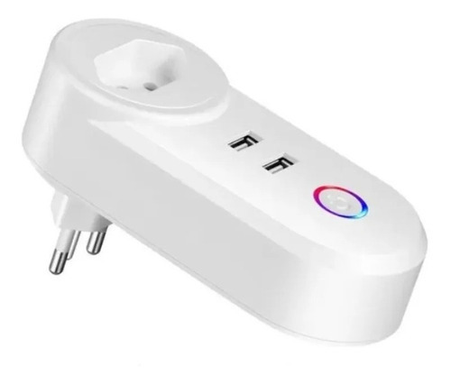 Tomada Inteligente Alexa Smart Wifi 2 Entradas Usb Google Cor Branco
