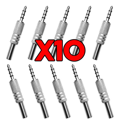 Pack X 10 Fichas Miniplug 3.5 Conector 4 Polos Trrs Metalico