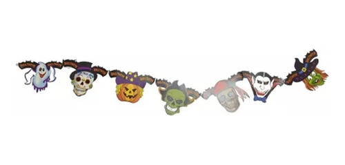 Guirnalda Calaveras Bifaz Cotillon Halloween Decoracion