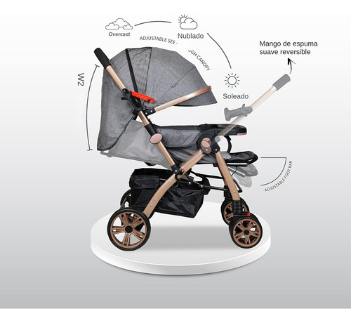 Carreola Para Bebés Niños Ultra Premium Plegable, 3 Colores
