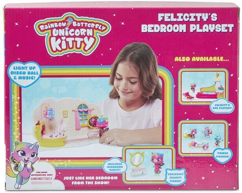 Playset Dormitorio De Felicity Mariposa Unicornio Gatita