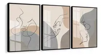 Comprar Kit 3 Quadros Abstrato Amor Curvas Casal Moldura Vidro 50x70