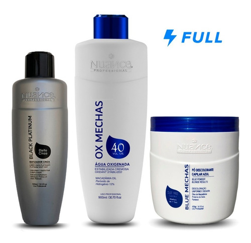 Imagem 2 de 5 de Kit Descolorante E Ox Nuance Blue Mechas + Matizador Black
