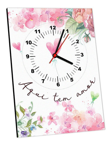 Relógio Personalizado De Parede Floral Mdf 29x20cm