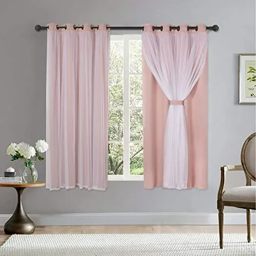 Cortinas Blackout Doble Capa Blush Con Voile - Set 2
