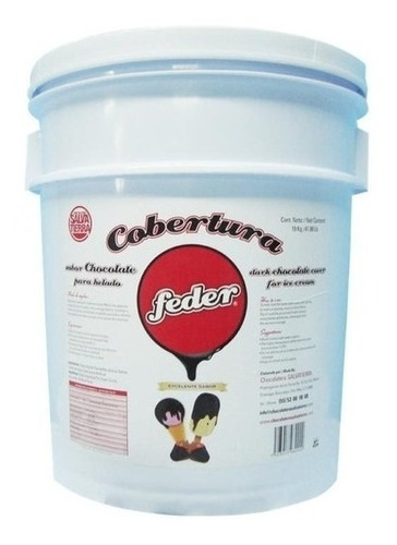 Cobertura Para Helados Sabor Chocolate 19kg, Marca Feder.