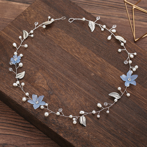 Diadema Azul Hecha A Mano, Hermosa Cabeza Decorativa Con For