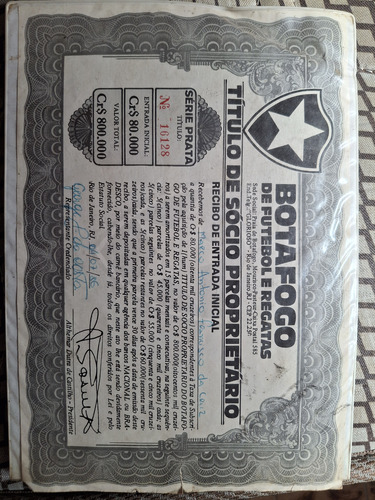 Vendo Titulo Sócio Proprietário Do Botafogo
