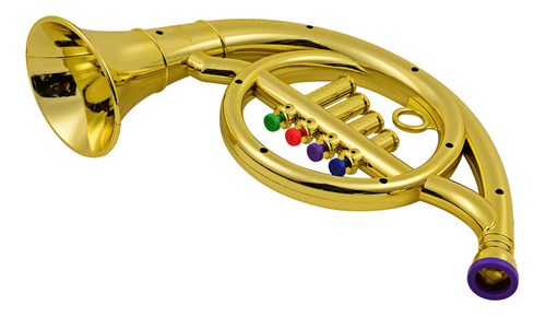Instrumentos Musicales de Viento Cuerno francés para niños pequeños Cuerno de Oro metálico ABS con 4 Teclas de Colores Godyluck 