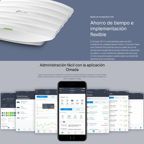 Punto De Acceso Inalámbrico De Techo 300mbps, Tp-link Eap115