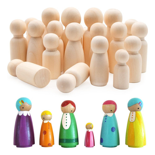 Muñecos De Madera Kit X 4 Peg Dolls Niño Y Niña