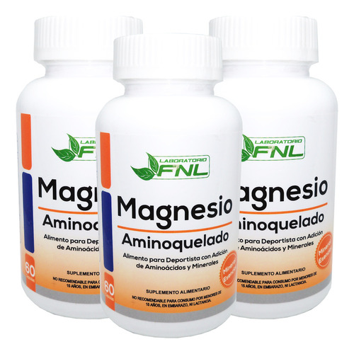 3  Magnesio Quelado 180 Cap 500mg Envio Gratis + Regalo