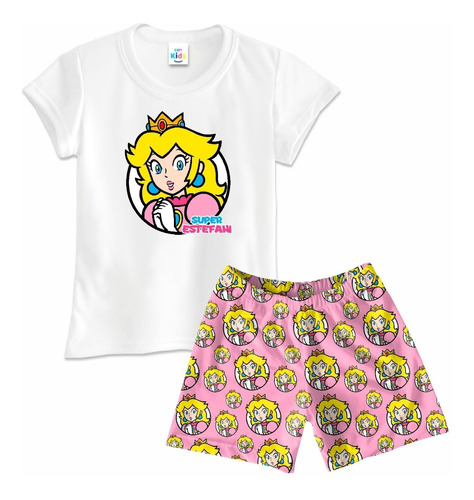 Pijama Short  Para Niña Princesa Peach Microdurazno