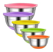 Comprar Set Reposteria X5 Bowls Acero Inoxidable Tapa Base Silicona