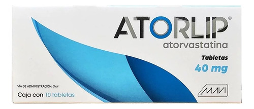 Atorlip. Atorvastatina 40 Mg. Caja Con 10 Tabletas.