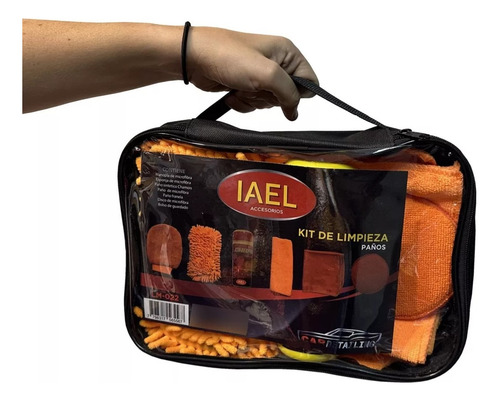 Imagen 2 de 5 de Kit Limpieza Auto Bolso Paños Microfibra Guante Pad Chamois