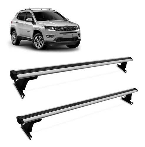 Rack Teto Jeep Compass 2017 A 2022 Alumínio Prata Bepo