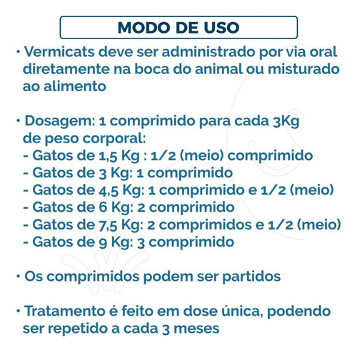 Vermes Faz O Gato Emagrecer Vermicats 01-12kg 4 Cp
