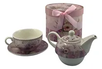 Comprar Tetera Taza+plato De Ceramica Taza 300ml \u002F Tetera 400 Ml Color Rosa