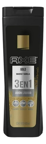 4 Pza Jabón Líquido Corporal Axe Gold 3 En 1 Madera Y Vainil