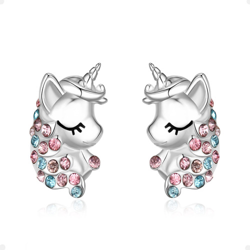 Aretes De Unicornio De Plata De Ley 925 Para Niñas, Regalos 