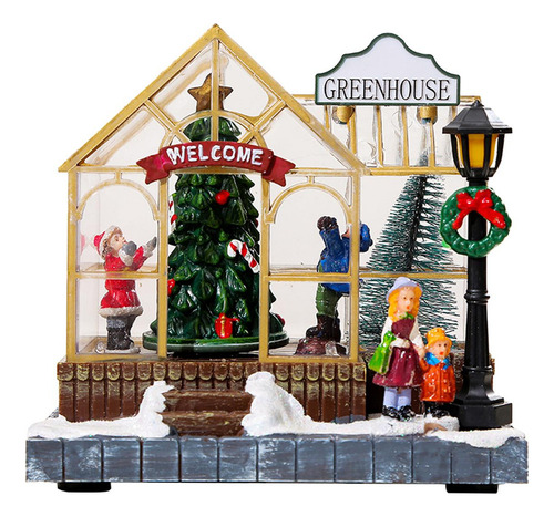 D Casa De Navidad De Mesa Led, Casas De Pueblo Con Escena