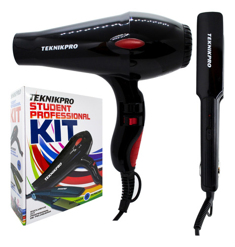 Kit Plancha + Secador De Pelo Profesional Teknikpro Student