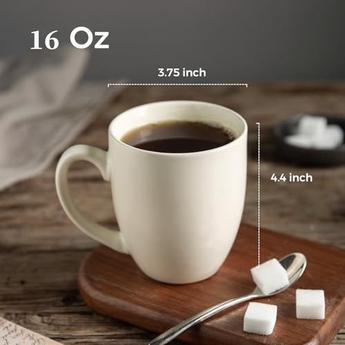 Set 6 Tazas Café 473 Ml Cerámica Asa Aptas Lavavajillas