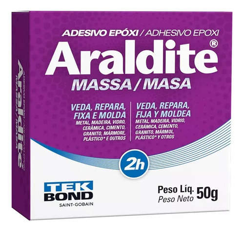 Adesivo Epoxí Araldite Massa 50g Secagem Em 2 Horas Cor Cinza