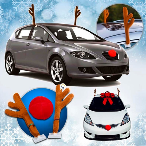 Imagen 2 de 4 de Cachitos Nariz Reno Navidad Disfraz Carro Cuernos Cachos
