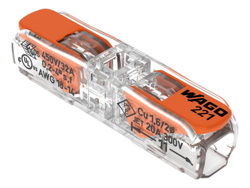 100 Conectores De Emenda P/ Condutores 4mm² 2 Polos 32a Wago