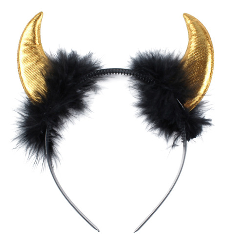 Diadema De Peluche Golden Ox Bull Horn Para Halloween Para N